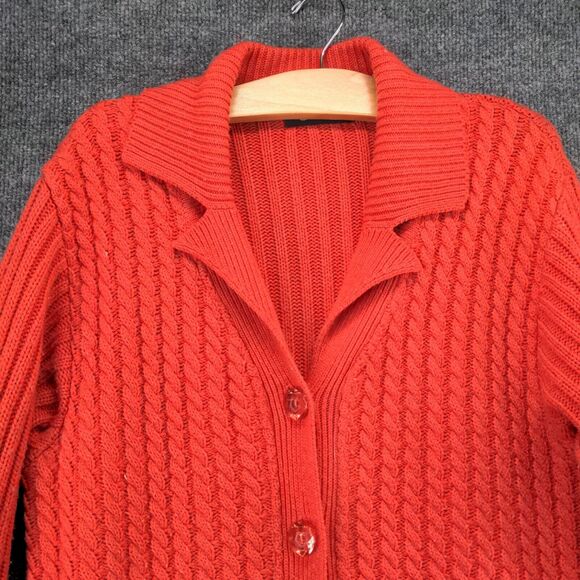 Silvana Cardigan Sweater Womens Large Long Sleeve Pink Button Front Collar - Picture 3 of 11